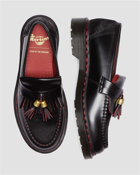 Adrian Year Of The Dragon Hair On Tassel Loafers In Black Dr Martens