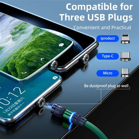 540 Degree Rotating 3 In 1 Magnetic Cable Fast Charging Magnet Phone