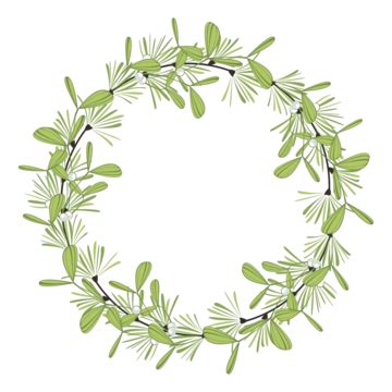 Christmas Wreath With Branches And Mistletoe Design Happy Invitation