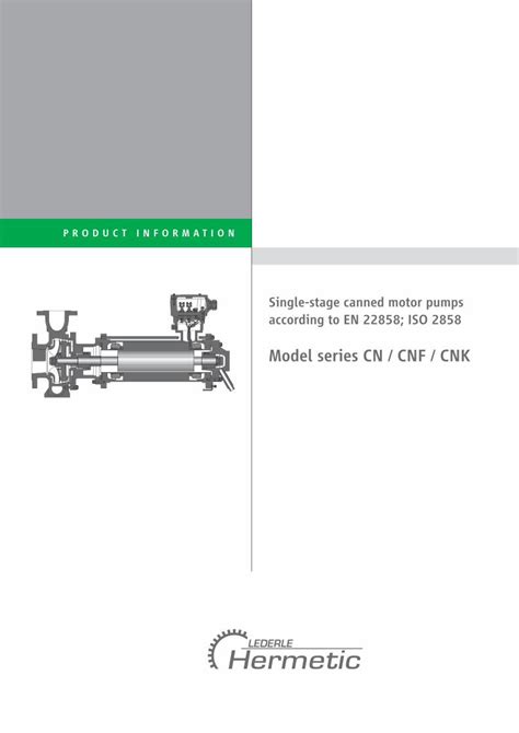 PDF Single Stage Canned Motor Pumps According To EN 22858 ISO