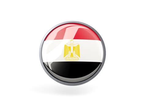 Metal Framed Round Icon Illustration Of Flag Of Egypt