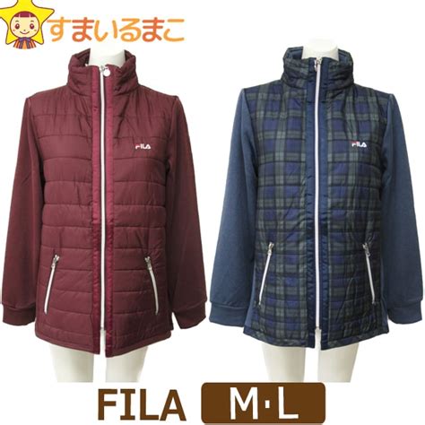 楽天市場レディース FILA UV発熱綿エアライトジャケット M L 9号 11号 バーガンディー ココア ブラック ネイビー チャコール