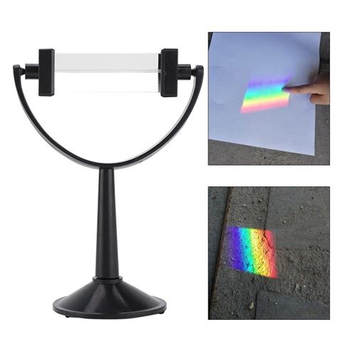 Optical Glass Triangular Prism With Stand For Teaching Light Spectrum Physics And Photo