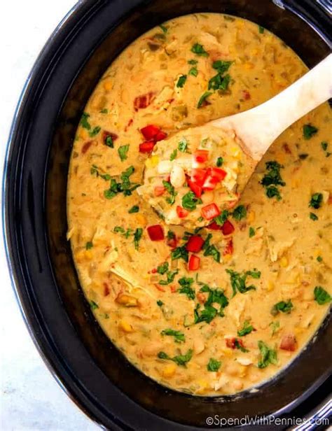 Slow Cooker Creamy White Chicken Chili Spend With Pennies