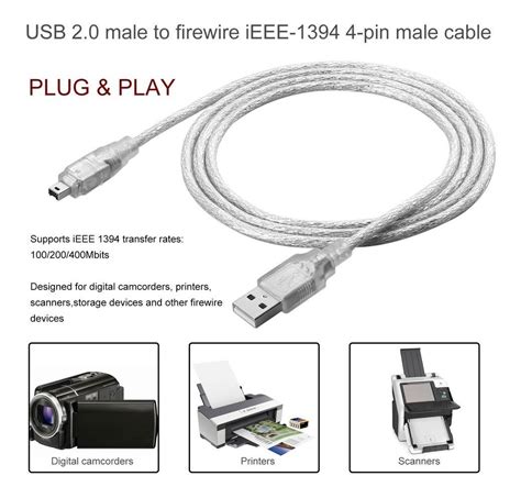 Usb A Firewire Ieee 1394 Cable Adaptador Ilink De 4 Pines Meses Sin Intereses