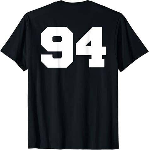 Number 94 Sports Jersey Player 94 Fan Back Print Varsity T Shirt