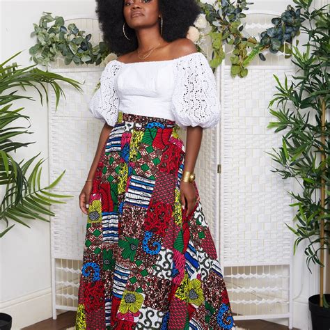 African Patchwork Print African Print Maxi Skirt Shop Cumo London