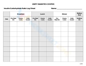 Insulin To Carb Ratio Worksheets