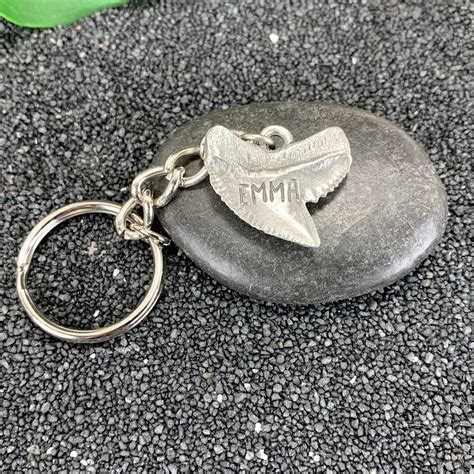 Shark Tooth Keychain Shark Tooth Keyring Tiger Shark Tooth Etsy