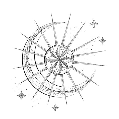 Free Vector | Hand drawn moon and stars drawing illustration