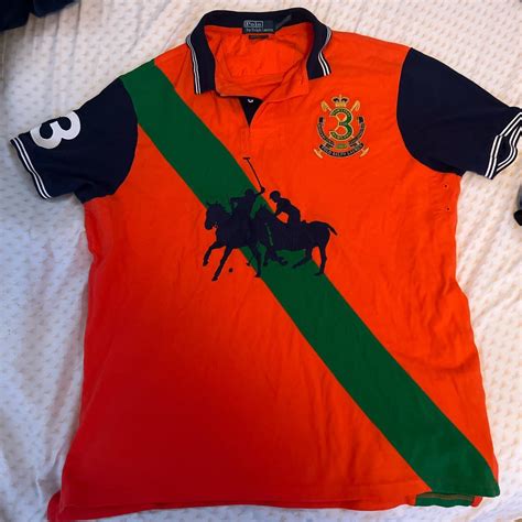 Polo Ralph Lauren Big And Tall Men S Orange And Green Polo Shirts Depop