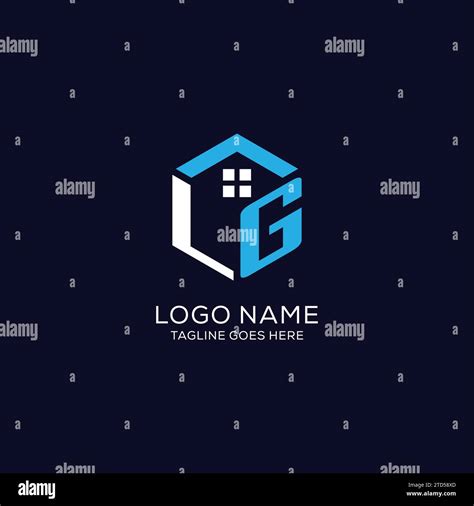 Initial Logo LG Monogram With Abstract House Hexagon Shape Clean And