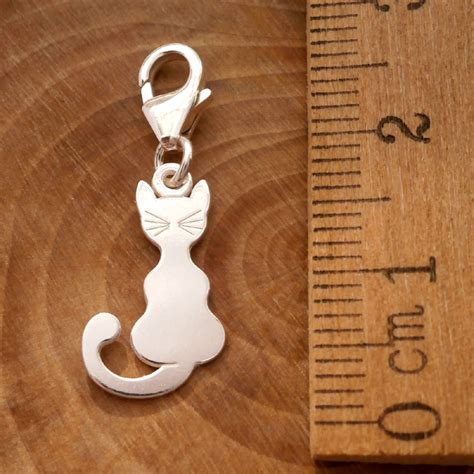 Sterling Silver Cat Clip On Charm | Silver Willow Jewellery