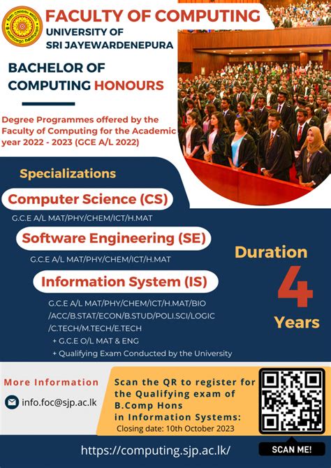 B Comp Hons Degrees Offered By Foc Faculty Of Computing University Of Sri Jayewardenepura