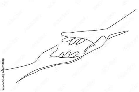 Two Hands Reaching For Each Other Sketch