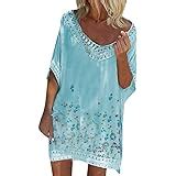 Happy Sailed Damen Kurzarm V Ausschnitt Bikini Cover Up Strandkleid