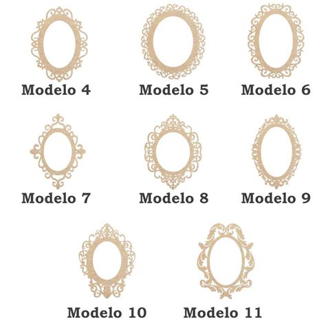 Kit 15 Moldura placa mdf Oval 14 cm opção 8 modelos arabesco Genitori