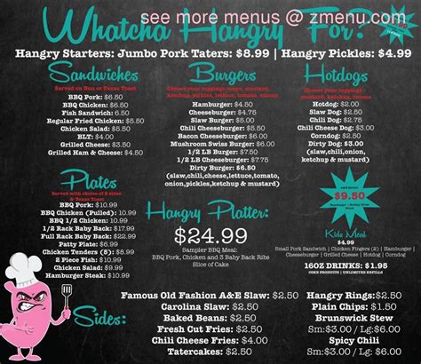 Menu At Hangrys Grill Bbq Clarkesville