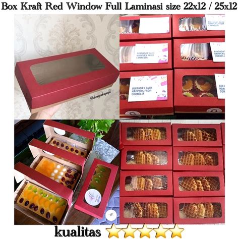 Jual Kotak Kue 25x12 22x12 Kotak Kue Merah Jendela Cake Box Brownies