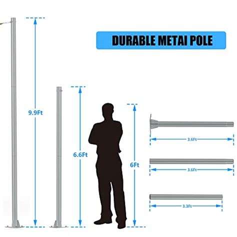 Miveda Shade Sail Poles 10 Ft Heavy Duty 3 Diameter Steel Poles For