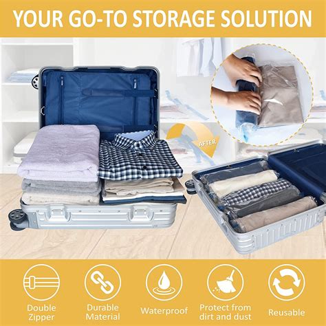 12 Hand Roll Up Compression Travel Bags Space Saver Bags For Luggage