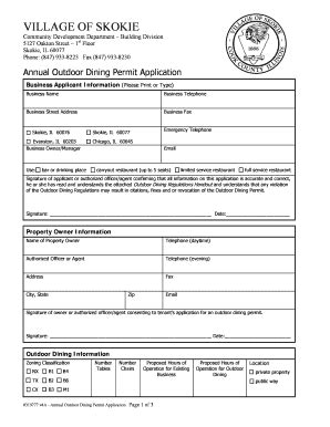 Fillable Online Annual Outdoor Dining Permit Application Fax Email