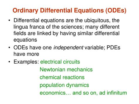 Ppt Ordinary Differential Equations Odes Powerpoint Presentation