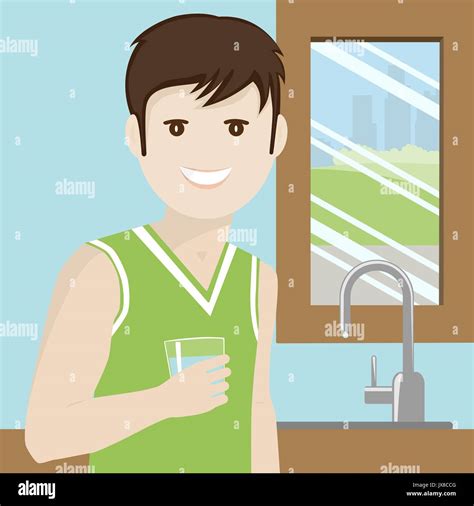 Man Drinking Water Stock Vector Images Alamy