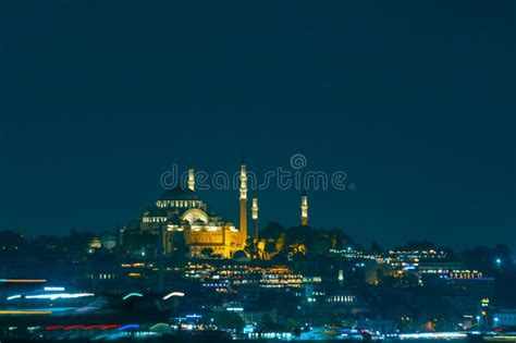 Suleymaniye Mosque at Night. Ramadan or Islamic Background Photo Stock ...