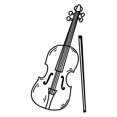 Doodle violin. Vector sketch illustration of musical instrument, black ...