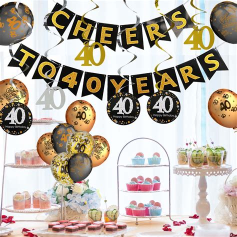 40th Birthday Party Decorations Kit Cheers To 40 Years Banner