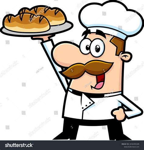 Baker Cartoon Character Holding Bread Vector Stock Vector Royalty Free