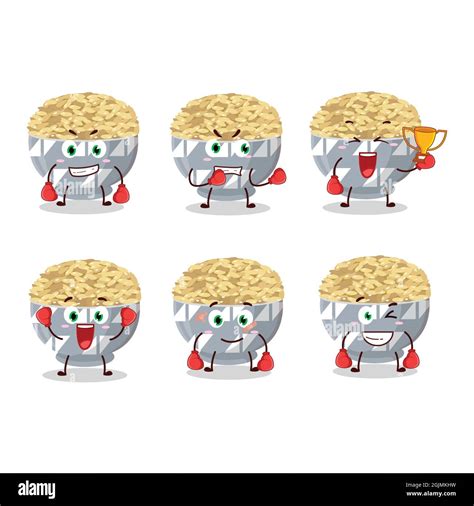 A Sporty Parboied Long Grain Rice Boxing Athlete Cartoon Mascot Design