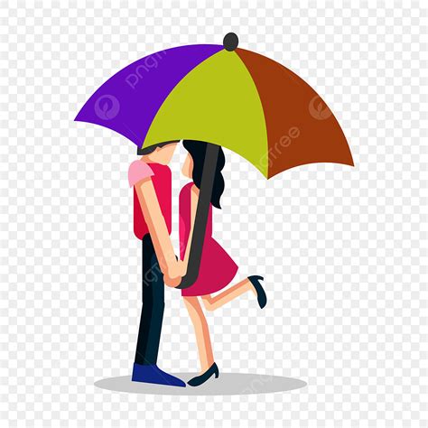 Couple Kissing Silhouette Umbrella Clip Art