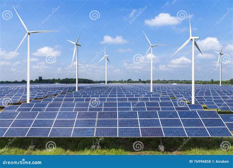 Solar Photovoltaics Panel And Wind Turbines Generating Electricity