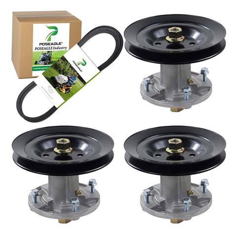 Poseagle 3 Pack Gy21099 Spindle Assembly With Gx21381 Pulley Gx21395 V Belt Replaces