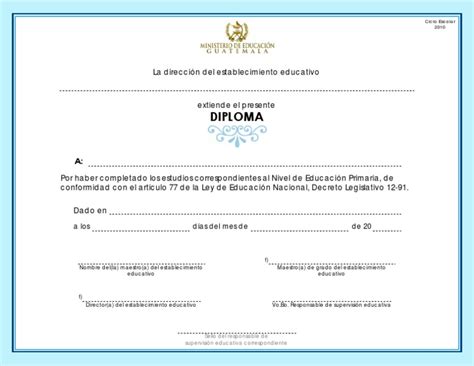 Diploma De Sexto Grado Primaria