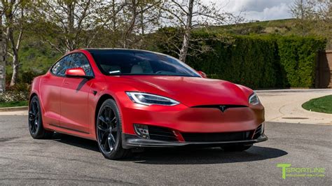 Tesla Model S Red With Black Rims