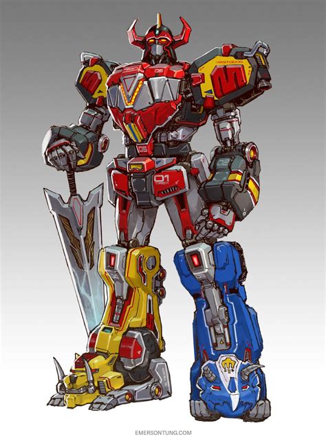 Megazord fanart I recently painted. Hope you guys like! : r/powerrangers