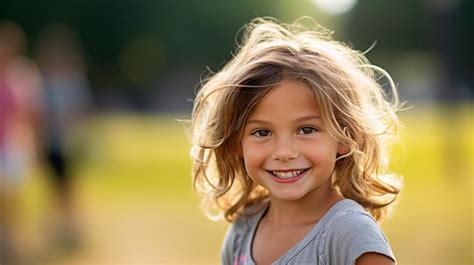 Premium AI Image | Portrait of a smiling child in park