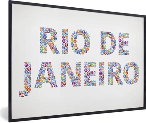 Fotolijst Incl Poster Kleurrijke Tekening Van De Tekst Rio De