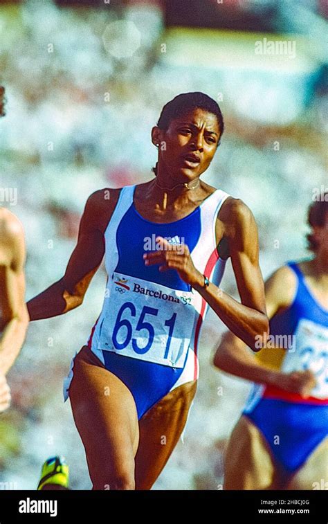 Marie-José Pérec (FRA) competing in the women's 400m at the 1992 ...