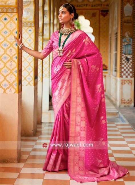 Designer Pink Silk Wedding Saree