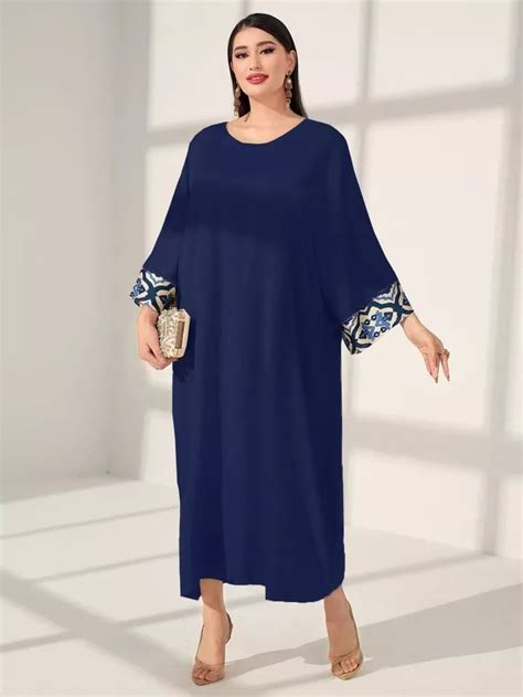 SHEIN Najma Caftan Imprimé Graphique Manches Chauve Souris Mode en