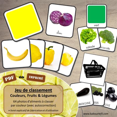 Jeu de classement par couleur Fruits et Légumes Ludo Sur Le Fil