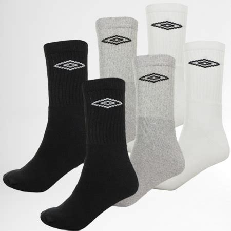 Umbro Lot De 6 Paires De Chaussettes De Sport 527450 Noir Blanc Gris