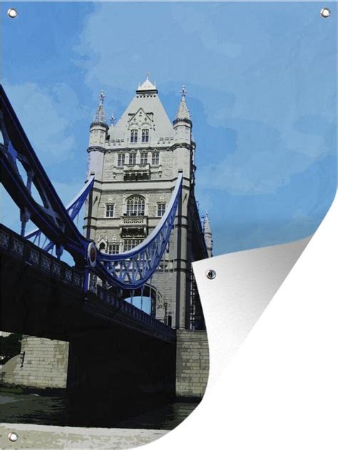 Tuin Decoratie Tekening Van De Tower Bridge Voor Een Blauwe Lucht