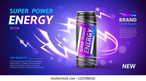 Energy Drink Banner 3d Realistic Aluminium Stock Vector Royalty Free