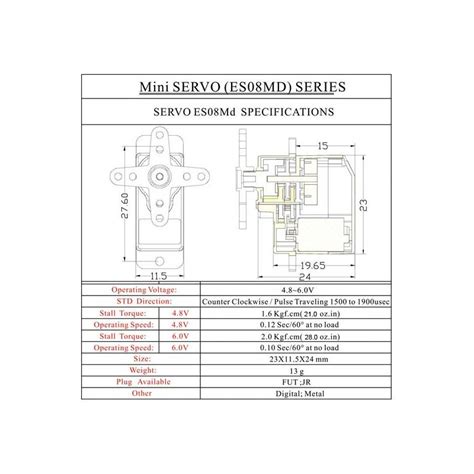 Servo Emax ES08MD II MG 2 4kg 0 08s 12g Micro Digital TURBINES RC