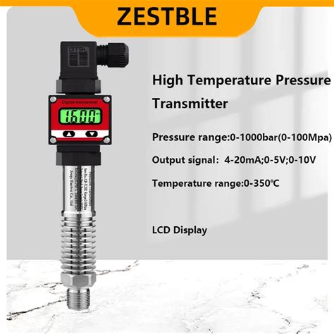 4 20ma 0 5v Output Lcd High Temperature Pressure Transmitter 1000bar With 1m Cable G1 4